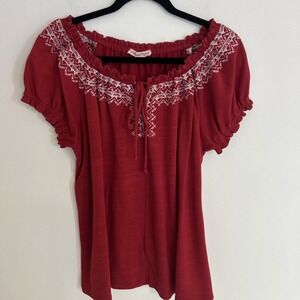 Above and Beyond Women's One X Short Sleeve Blouse Elastic Round Neck Line